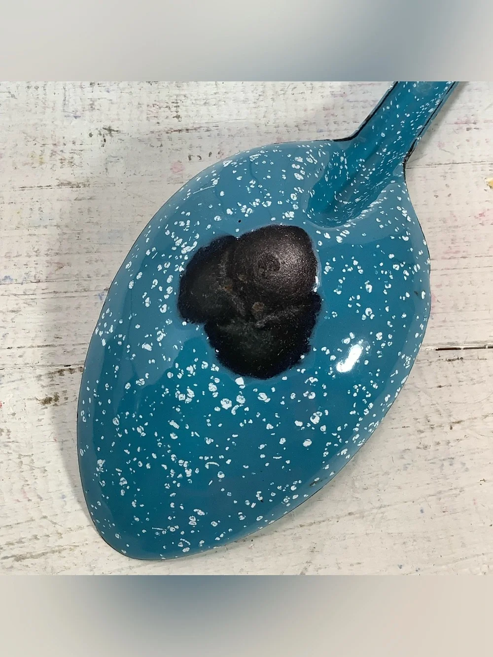 Large 14” Enamelware Spoon - Graniteware Spoon